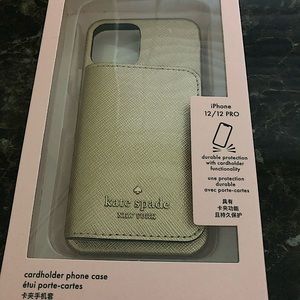 NWT shimmery gold Kate Spade iPhone 12/12 Pro wallet/phone case. Still in box.